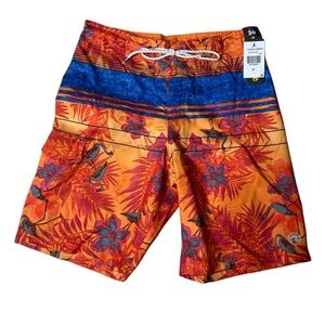 NWT Ocean Current Board shorts, Orange/Blue, Size 30
